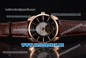 Parmigiani Tonda Tourbillon Asia ST25 Automatic Rose Gold Case with Black Dial and Brown Leather Strap Rose Gold Markers