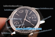 Vacheron Constantin Patrimony Swiss ETA 2824 Automatic Steel Case with Black Leather Strap Black Dial and Diamond Bezel