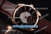 Parmigiani Tonda Tourbillon Asia ST25 Automatic Rose Gold Case with Black Dial and Brown Leather Strap Rose Gold Markers