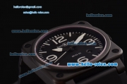 Bell&Ross BR03-92 4813 Automatic PVD Case with White Stick/Numeral Markers and Black Rubber Strap ETA Coating