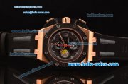 Audemars Piguet Grande Prix Chrono Run 12@ Swiss Vajoux 7750-CHG Automatic Rose Gold Case with Black Rubber Strap and Black Dial