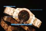 Rolex Datejust Swiss ETA 2836 Automatic Movement Full Rose Gold with Chocolate Dial and Diamond Bezel