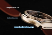 Hublot Swiss Quartz Movement Steel Case with Brown Dial and Diamond Bezel-Brown Rubber Strap