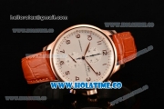 IWC Portuguese Chrono Miyota Quartz Rose Gold Case with Orange Leather Strap White Dial and Arabic Numeral Markers