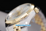 Rolex Datejust Automatic Two Tone with Gold Bezel,White Dial and Diamond Marking-Small Calendar
