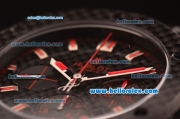 Hublot Big Bang Swiss Valjoux 7750 Automatic Carbon Fiber Case with Black Dial and Red Markers