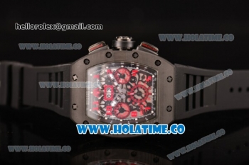 Richard Mille RM 011 Felipe Massa Flyback Chronograph Swiss Valjoux 7750 Automatic Carbon Fiber Case with Skeleton Dial and Red Markers - 1:1 Original