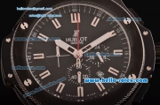 Hublot Big Bang Chronograph Miyota Quartz Movement PVD Case with Black Dial Ceramic Bezel and Black Rubber Strap