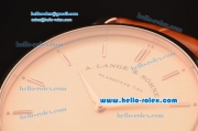 A.Lange&Sohne Richard Lange Miyota OS2035 Quartz Rose Gold Case with Brown Leather Strap and Pink Dial