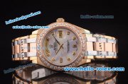 Rolex Day-Date Swiss ETA 2836 Automatic Two Tone Case with Diamond Bezel and MOP Dial-Diamond Markers