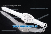 Franck Muller Black Croco Asia Automatic Ceramic Case with White Dial and Arabic Numeral Markers White Leather Strap