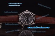 Omega Seamaster Planet Ocean Swiss ETA 2836 Automatic Steel Case with Black Dial and Brown Leather Strap Omega Seamaster Planet Ocean Swiss ETA 2836 Automatic Steel Case with Black Dial and Brown Leather Strap