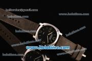 Panerai OP 6576 Luminor 1950 Asia 6497 Manual Winding Steel Case with Black Leather Strap Stick/Numeral Markers and Black Dial