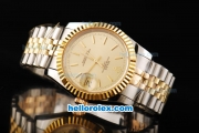 Rolex Datejust Automatic Movement Gold Dial with Gold Stick Markers and Steel Case-18K Gold Never Fade