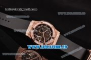 Hublot Classic Fusion Asia 6497 Manual Winding Diamonds/Rose Gold Case with Skeleton Dial Diamonds Bezel and Stick Markers