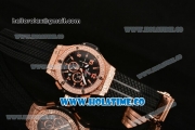 Hublot Big Bang Chrono Miyota OS20 Quartz Rose Gold Case with Black Dial Arabic Numeral/Stick Markers and Diamonds Bezel