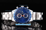 Tag Heuer Carrera Working Chronograph Stainless Steel Case with Blue Dial and SSband-Same Structure As 7750-High Quality