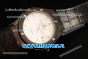 Hublot Classic Fusion 9015 Auto PVD Case with White Dial and Black Leather Strap