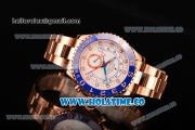 Rolex Yachtmaster II Chrono Swiss Valjoux 7750 Automatic Full Rose Gold with White Dial and Dot Markers (BP)