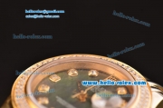 Rolex Datejust Lady 2813 Automatic Gold Case with Grey MOP Dial and Diamond Bezel ETA Coating