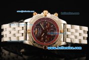 Breitling Chronomat B01 Chronograph Swiss Valjoux 7750 Automatic Movement Full Steel with Red Dial and Rose Gold Markers