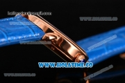 Cartier Rotonde De Asia Manual Winding Rose Gold Case with Blue Dial and White Roman Numeral Markers