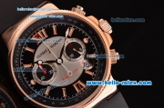 Ulysse Nardin Maxi Marine Chrono Japanese Miyota OS20 Quartz Rose Gold Case with Black Rubber Strap and Black/Silver Dial