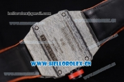 Richard Mille RM027-2 Miyota 9015 Automatic Carbon Fiber Case with Skeleton Dial Dot Markers and Orange Nylon Strap