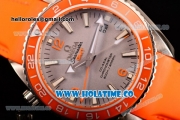 Omega Seamaster Planet Ocean 600M Co-axial GMT Clone Omega 8605 Automatic Steel Case with Grey Dial and Orange Bezel (EF)
