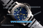 Panerai Luminor Submersible "Pole2Pole" PAM 719 Clone P.9000 Automatic Steel Case with Blue Dial and Black Rubber Strap (KW)