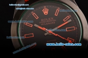 Rolex Milgauss SE Stealth Orange Asia 2813 Automatic PVD Case Orange Nylon Strap with Black Dial Orange Stick Markers