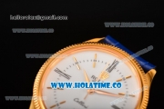 Rolex Cellini Time Asia 2813 Automatic Yellow Gold Case White Dial Blue Leather Strap and Stick/Roman Numeral Markers