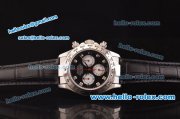 Rolex Daytona Swiss Valjoux 7750-SHG Automatic Steel Case with Black Dial and Black Leather Strap