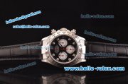 Rolex Daytona Swiss Valjoux 7750-SHG Automatic Steel Case with Black Dial and Black Leather Strap