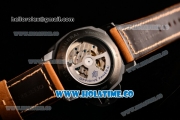 Panerai PAM 596 Luminor Vintage Moon Phase Asia Automatic PVD Case with White Dial Dot Markers and Brown Leather Strap