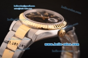 Rolex Sky-Dweller Asia 2813 Automatic Two Tone Case/Strap with Black Dial and Roman Markers