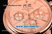 Patek Philippe Grand Complication Chrono Miyota OS20 Quartz Rose Gold Case with Beige Dial and Stick Markers