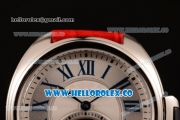 Cartier Cle de Cartier Swiss Tourbillon Manual Winding Steel Case with White Dial and Red Leather Strap