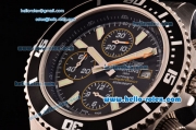 Breitling Superocean Chrono II Swiss Valjoux 7750-SHG Automatic Steel Case PVD Bezel with Steel Strap Black Dial Stick Markers-Orange Hands