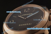 Panerai Luminor Marina PAM177 Swiss ETA 6497 Manual Winding Titanium Case with Black Dial and Dark Orange Leather Strap