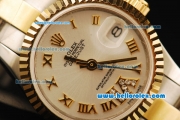Rolex Datejust Automatic Movement Steel Case with Gold Bezel and Two Tone Strap-ETA Coating