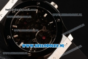 Hublot Classic Fusion Skeleton Tourbillon Asia Auto PVD Case with Skeleton Dial and Black Leather Strap