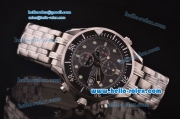 Omega Seamaster Chronograph Miyota Quartz Movement Steel Case with Black Dial and Dot Markers