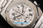 Audemars Piguet Royal Oak Chronograph Quartz Movement with White Dial,White Bezel and Black Marking