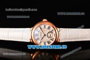 Cartier Ballon Bleu De Small Swiss Quartz Rose Gold Case with White Dial Black Roman Numeral Markers and White Leather Strap