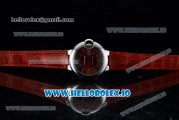 Cartier Ballon Bleu De Swiss ETA 2671 Automatic Steel Case Red Dial With Roman Numeral Markers Red Leather Strap - 1:1 Original