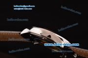 Vacheron Constantin Patrimony Swiss ETA 2824 Automatic Steel Case with Black Leather Strap White Dial Stick Markers