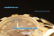 Rolex Datejust Automatic Movement Full Gold with Brown Dial and Diamond Bezel-ETA Coating Case