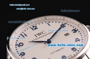 IWC Portuguese 2813 Automatic Steel Case with White Dial Stainless Steel Strap and Blue Numeral Markers
