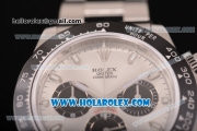 Rolex Daytona Chrono Swiss Valjoux 7750 Automatic Steel Case with PVD Bezel White Dial and White Stick Markers (JF)